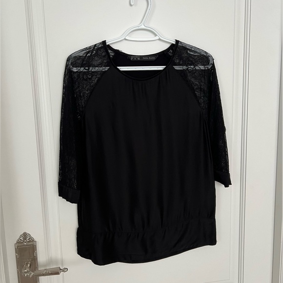 3 for $20 Zara black half lace sleeves top - Picture 2 of 7